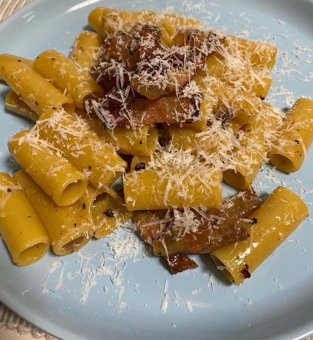 carbonara with rigatoni